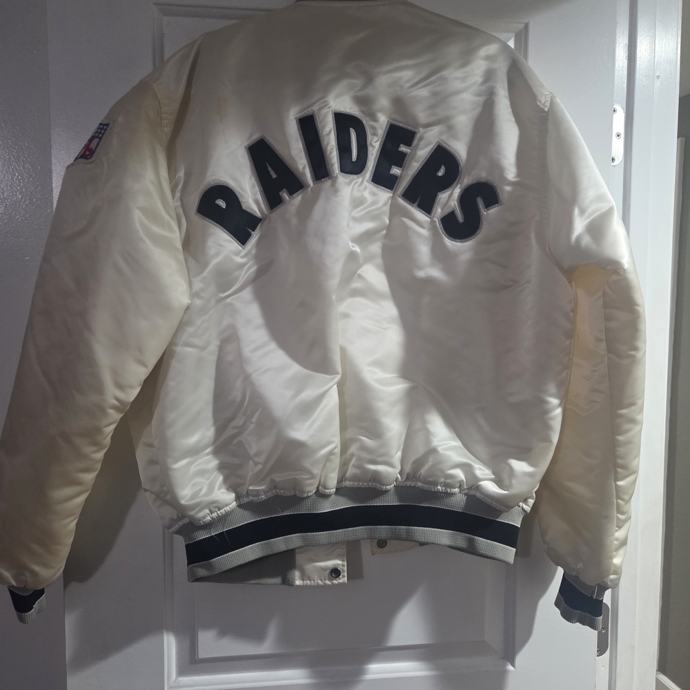 STARTER White and Black Raiders Varsity Jacket